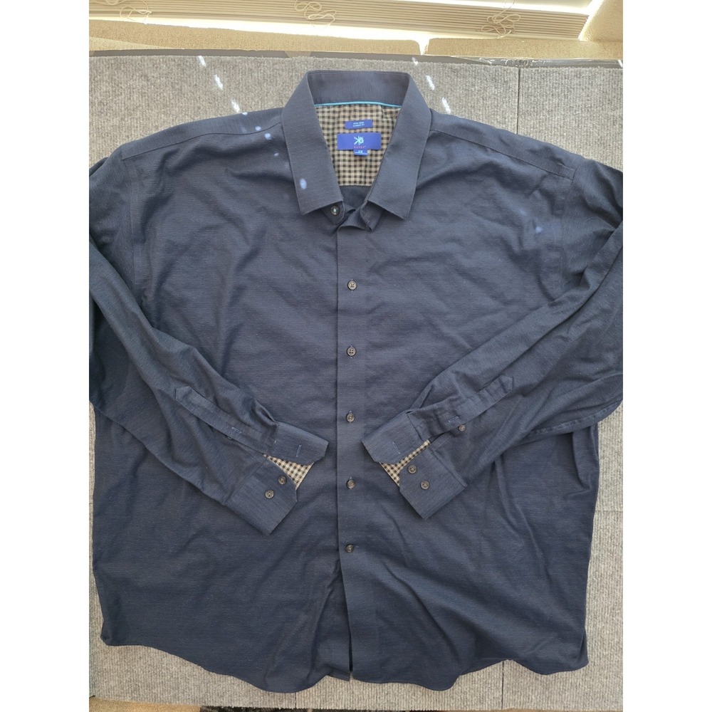 Egara Long Sleeve Button Front Non-Iron Dress Shirt Navy Blue Sz 2X Quiet Luxury